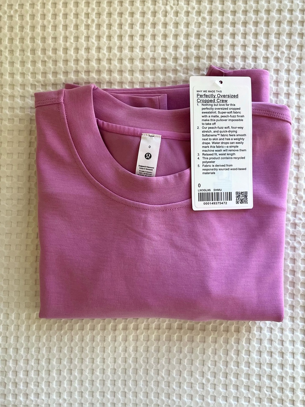 Lululemon Perfectly Cropped Softstreme Sweatshirt - Dahlia Mauve
